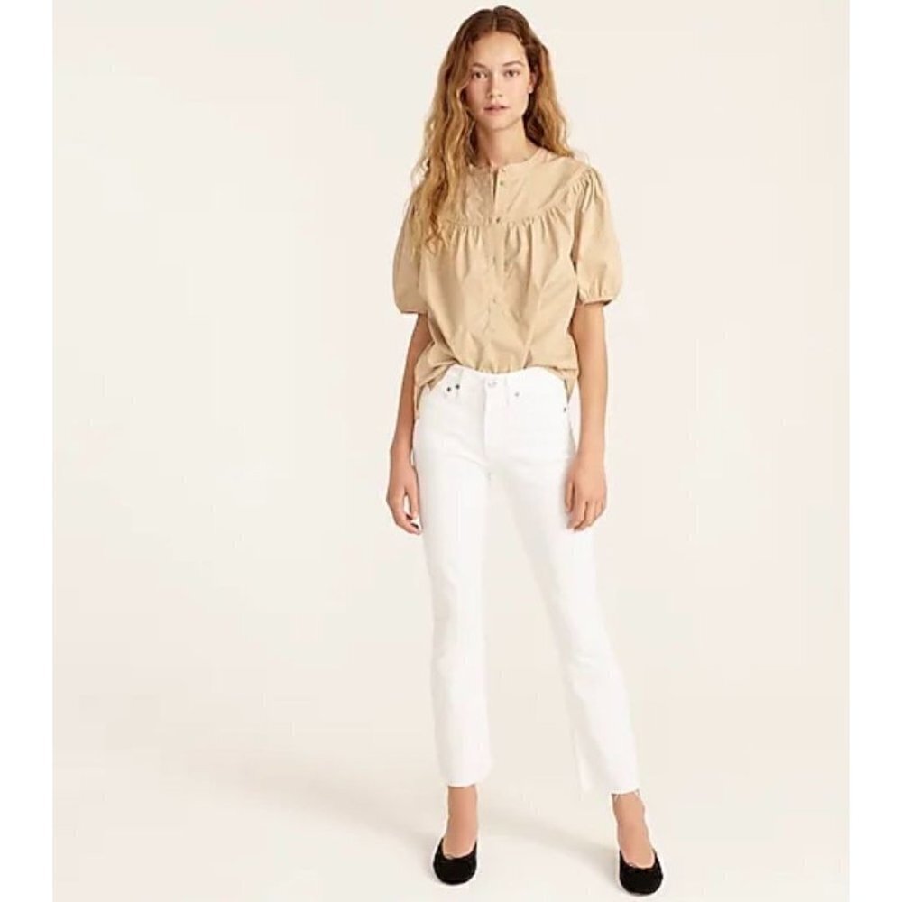 J. Crew 9" mid rise demi boot crop jeans J1752 white 35